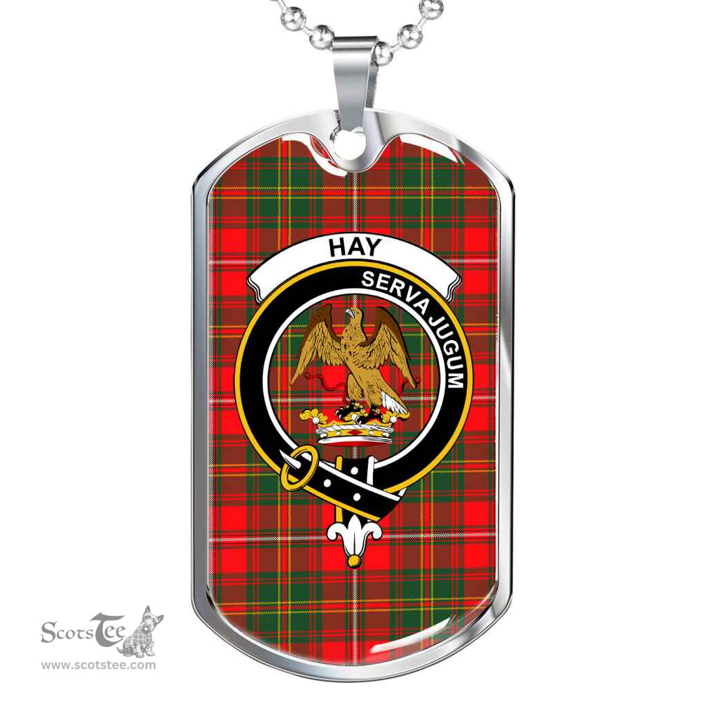 Scottish Hay Clan Tartan Dog Tag Necklace - Crest Classic Scottish Plaid Tartan Plaid