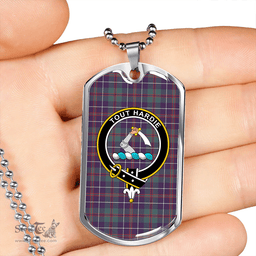 ScottishPlaid MacHardy Weathered Clan Tartan Dog Tag Necklace - Crest Classic Scottish Plaid Tartan Plaid
