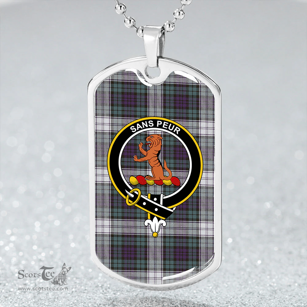 ScottishPlaid Sutherland Dress Weathered Clan Tartan Dog Tag Necklace - Crest Classic Scottish Plaid Tartan Plaid