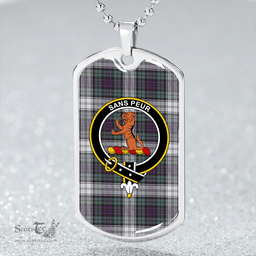 ScottishPlaid Sutherland Dress Weathered Clan Tartan Dog Tag Necklace - Crest Classic Scottish Plaid Tartan Plaid