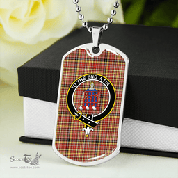 ScottishPlaid Ogilvie of Strathallan Ancient Clan Tartan Dog Tag Necklace - Crest Classic Scottish Plaid Tartan Plaid