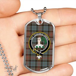 ScottishPlaid Paterson Weathered Clan Tartan Dog Tag Necklace - Crest Classic Scottish Plaid Tartan Plaid
