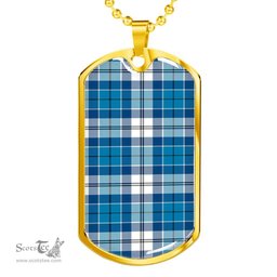Scottish Roberton Clan Tartan Dog Tag Necklace - Classic Scottish Plaid Tartan Plaid