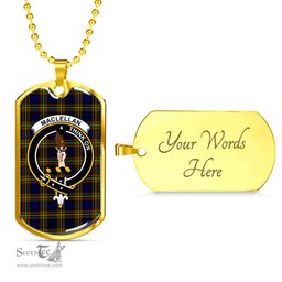 Scottish MacLellan Clan Tartan Dog Tag Necklace - Crest Classic Scottish Plaid Tartan Plaid
