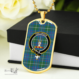 ScottishPlaid MacIntyre #3 Ancient Clan Tartan Dog Tag Necklace - Crest Classic Scottish Plaid Tartan Plaid