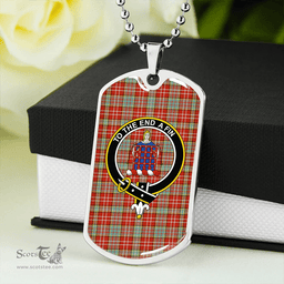 ScottishPlaid Ogilvie Ancient Clan Tartan Dog Tag Necklace - Crest Classic Scottish Plaid Tartan Plaid