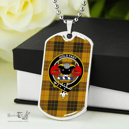 ScottishPlaid MacLeod of Lewis Weathered Clan Tartan Dog Tag Necklace - Crest Classic Scottish Plaid Tartan Plaid