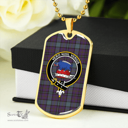 ScottishPlaid Weir Weathered Clan Tartan Dog Tag Necklace - Crest Classic Scottish Plaid Tartan Plaid