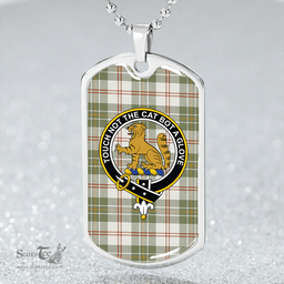ScottishPlaid MacPherson Dress Blue Ancient Clan Tartan Dog Tag Necklace - Crest Classic Scottish Plaid Tartan Plaid