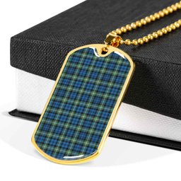 Scottish Lamont Ancient Clan Tartan Dog Tag Necklace - Classic Scottish Plaid Tartan Plaid