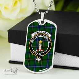 Scottish Henderson Clan Tartan Dog Tag Necklace - Crest Classic Scottish Plaid Tartan Plaid