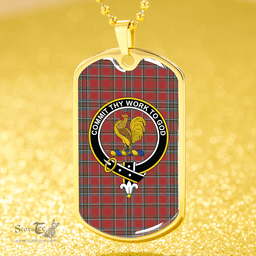 ScottishPlaid Sinclair Lyon Count Weathered Clan Tartan Dog Tag Necklace - Crest Classic Scottish Plaid Tartan Plaid
