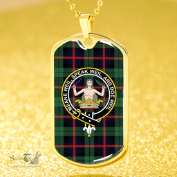 ScottishPlaid Urquhart Broad Red Modern Clan Tartan Dog Tag Necklace - Crest Classic Scottish Plaid Tartan Plaid