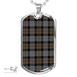 Scottish MacKay Weathered Clan Tartan Dog Tag Necklace - Classic Scottish Plaid Tartan Plaid