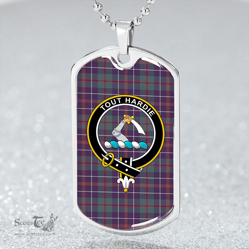 ScottishPlaid MacHardy Weathered Clan Tartan Dog Tag Necklace - Crest Classic Scottish Plaid Tartan Plaid