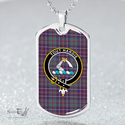 ScottishPlaid MacHardy Weathered Clan Tartan Dog Tag Necklace - Crest Classic Scottish Plaid Tartan Plaid