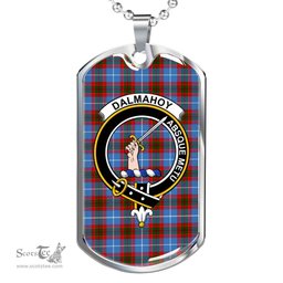 Scottish Dalmahoy Clan Tartan Dog Tag Necklace - Crest Classic Scottish Plaid Tartan Plaid