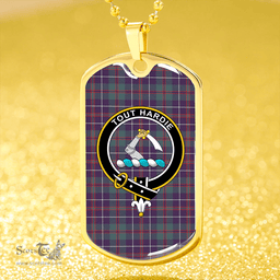 ScottishPlaid MacHardy Weathered Clan Tartan Dog Tag Necklace - Crest Classic Scottish Plaid Tartan Plaid