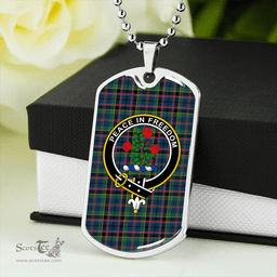 ScottishPlaid Stinson (Stephenson/Stevenson) Modern Clan Tartan Dog Tag Necklace - Crest Classic Scottish Plaid Tartan Plaid