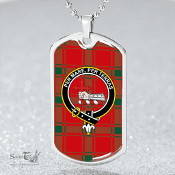 ScottishPlaid MacDonald of Sleat (Donald Lord MacDonald) Modern Clan Tartan Dog Tag Necklace - Crest Classic Scottish Plaid Tartan Plaid
