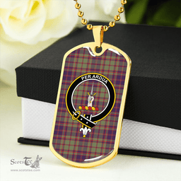 ScottishPlaid MacIntyre Strathfillan Weathered Clan Tartan Dog Tag Necklace - Crest Classic Scottish Plaid Tartan Plaid