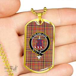 ScottishPlaid Ogilvie of Strathallan Ancient Clan Tartan Dog Tag Necklace - Crest Classic Scottish Plaid Tartan Plaid