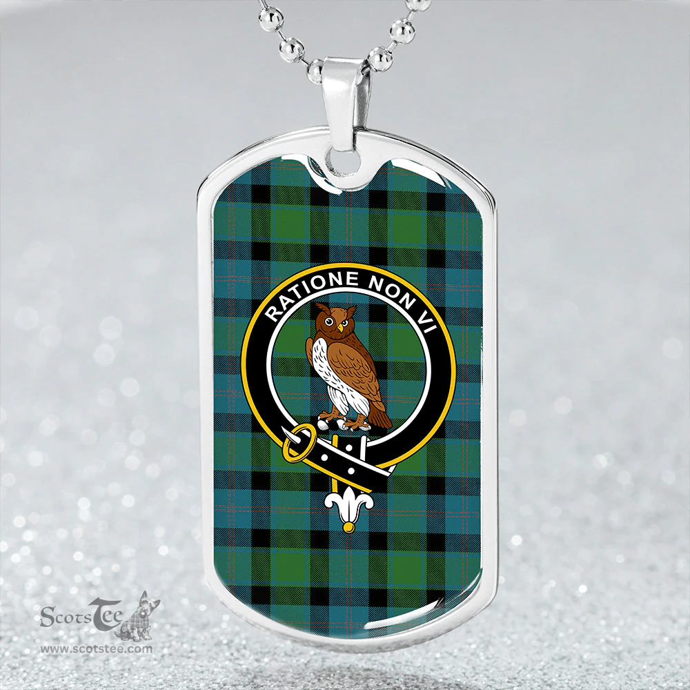 ScottishPlaid MacTaggart Ancient Clan Tartan Dog Tag Necklace - Crest Classic Scottish Plaid Tartan Plaid