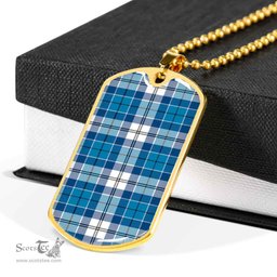 Scottish Roberton Clan Tartan Dog Tag Necklace - Classic Scottish Plaid Tartan Plaid