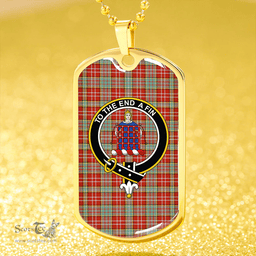 ScottishPlaid Ogilvie Ancient Clan Tartan Dog Tag Necklace - Crest Classic Scottish Plaid Tartan Plaid