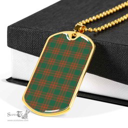 Scottish Menzies Green Ancient Clan Tartan Dog Tag Necklace - Classic Scottish Plaid Tartan Plaid