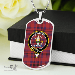 ScottishPlaid Murray Bed hanging Weathered Clan Tartan Dog Tag Necklace - Crest Classic Scottish Plaid Tartan Plaid