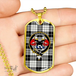 ScottishPlaid MacLeod Black & White Ancient Clan Tartan Dog Tag Necklace - Crest Classic Scottish Plaid Tartan Plaid