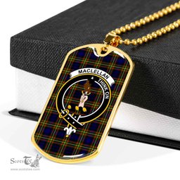 Scottish MacLellan Clan Tartan Dog Tag Necklace - Crest Classic Scottish Plaid Tartan Plaid