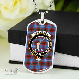 Scottish Dalmahoy Clan Tartan Dog Tag Necklace - Crest Classic Scottish Plaid Tartan Plaid