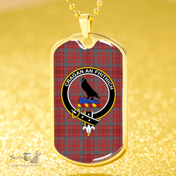 ScottishPlaid MacDonell of Keppoch 1847 Variant Weathered Clan Tartan Dog Tag Necklace - Crest Classic Scottish Plaid Tartan Plaid
