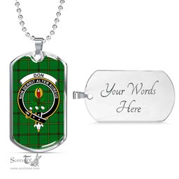 Scottish Don Clan Tartan Dog Tag Necklace - Crest Classic Scottish Plaid Tartan Plaid