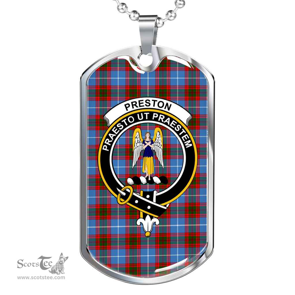 Scottish Preston Clan Tartan Dog Tag Necklace - Crest Classic Scottish Plaid Tartan Plaid