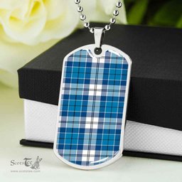 Scottish Roberton Clan Tartan Dog Tag Necklace - Classic Scottish Plaid Tartan Plaid