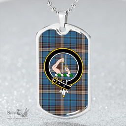 ScottishPlaid Renton Ancient Clan Tartan Dog Tag Necklace - Crest Classic Scottish Plaid Tartan Plaid
