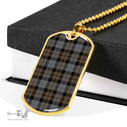 Scottish MacKay Weathered Clan Tartan Dog Tag Necklace - Classic Scottish Plaid Tartan Plaid