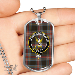 ScottishPlaid Stewart Black Weathered Clan Tartan Dog Tag Necklace - Crest Classic Scottish Plaid Tartan Plaid