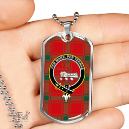 ScottishPlaid MacDonald of Sleat (Donald Lord MacDonald) Modern Clan Tartan Dog Tag Necklace - Crest Classic Scottish Plaid Tartan Plaid