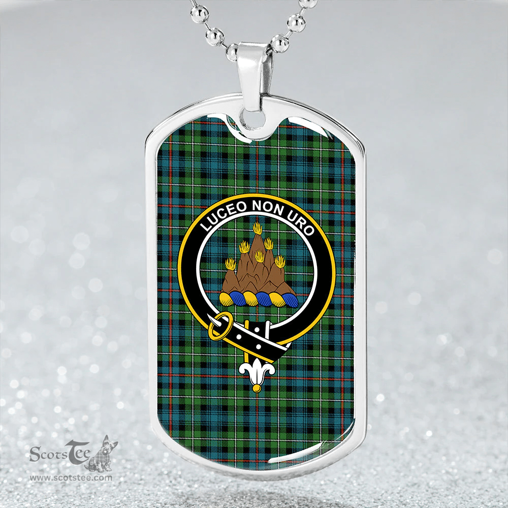 ScottishPlaid MacKenzie Ancient Clan Tartan Dog Tag Necklace - Crest Classic Scottish Plaid Tartan Plaid