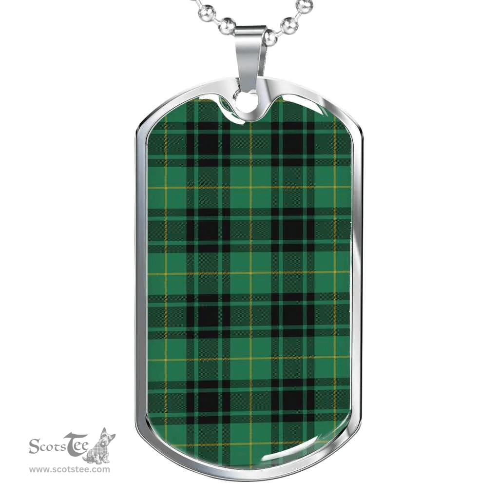 Scottish MacArthur Ancient Clan Tartan Dog Tag Necklace - Classic Scottish Plaid Tartan Plaid
