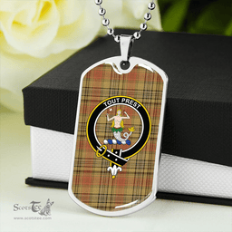 ScottishPlaid Murray Mungo Ancient Clan Tartan Dog Tag Necklace - Crest Classic Scottish Plaid Tartan Plaid