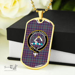 ScottishPlaid MacHardy Weathered Clan Tartan Dog Tag Necklace - Crest Classic Scottish Plaid Tartan Plaid