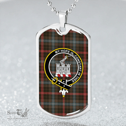 ScottishPlaid MacKean Hunting Weathered Clan Tartan Dog Tag Necklace - Crest Classic Scottish Plaid Tartan Plaid