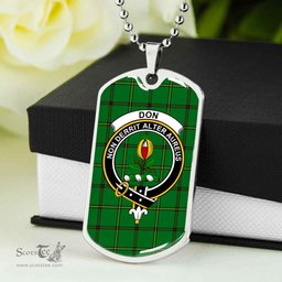 Scottish Don Clan Tartan Dog Tag Necklace - Crest Classic Scottish Plaid Tartan Plaid