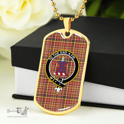 ScottishPlaid Ogilvie of Strathallan Ancient Clan Tartan Dog Tag Necklace - Crest Classic Scottish Plaid Tartan Plaid