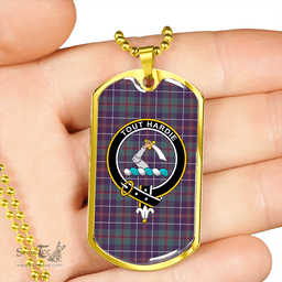 ScottishPlaid MacHardy Weathered Clan Tartan Dog Tag Necklace - Crest Classic Scottish Plaid Tartan Plaid